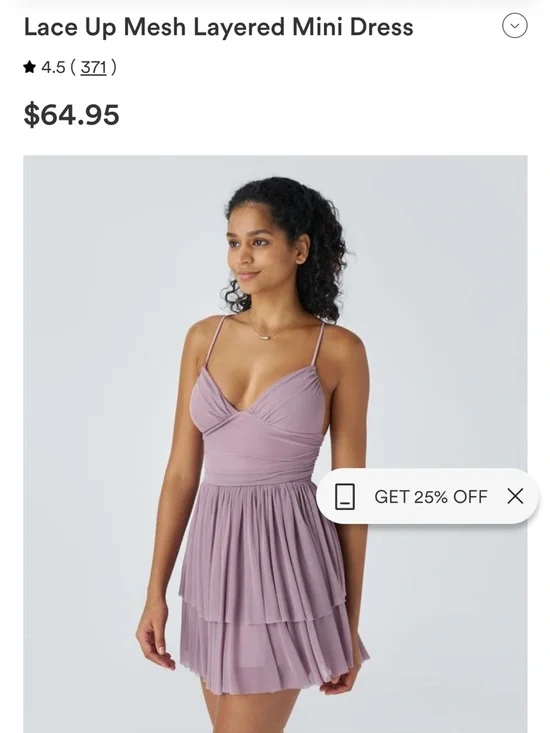 HALARA Lavender Lace Up Mesh Layered Mini Dress NWOT - Picture 1 of 4